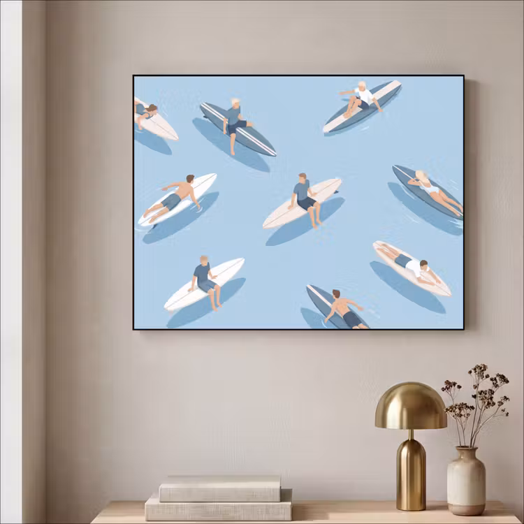 Art Frame - Mensen - Surfen - Water - Zomer - Illustratie — 3