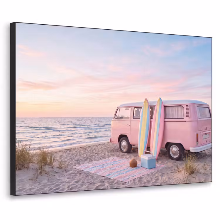 Art Frame - Busje - Strand - Surfplank - Zomer - Roze — 1