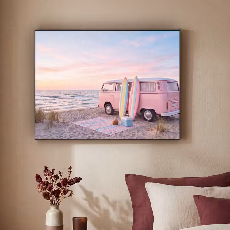 Art Frame - Busje - Strand - Surfplank - Zomer - Roze — 2