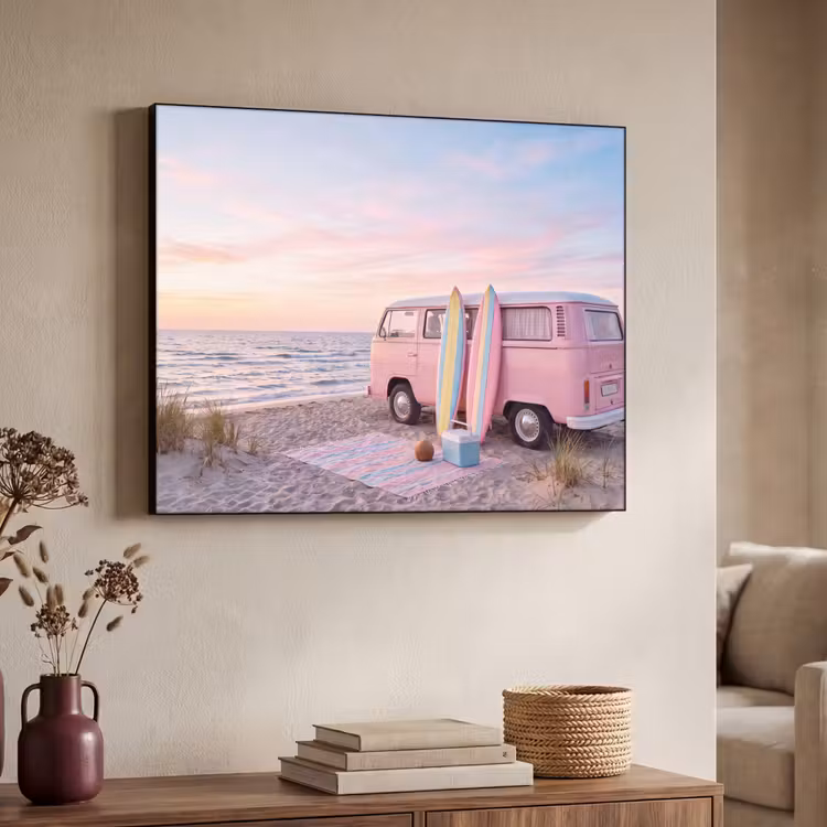 Art Frame - Busje - Strand - Surfplank - Zomer - Roze — 4