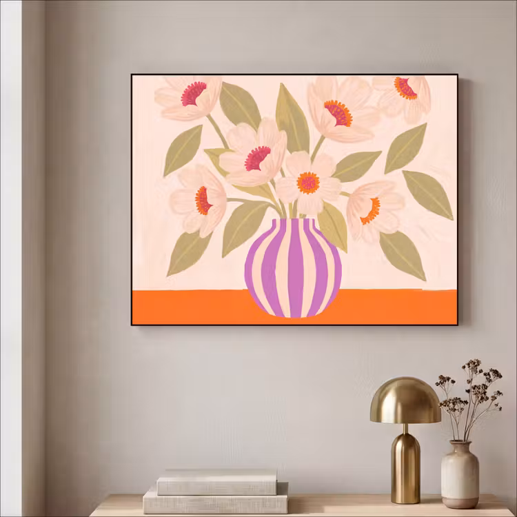 Art Frame - Bloemen - Vaas - Abstract - Paars - Oranje — 3