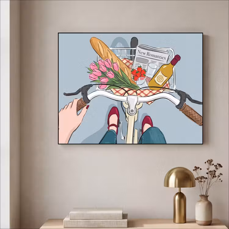 Art Frame - Fiets - Picknick - Zomer - Illustratie — 3