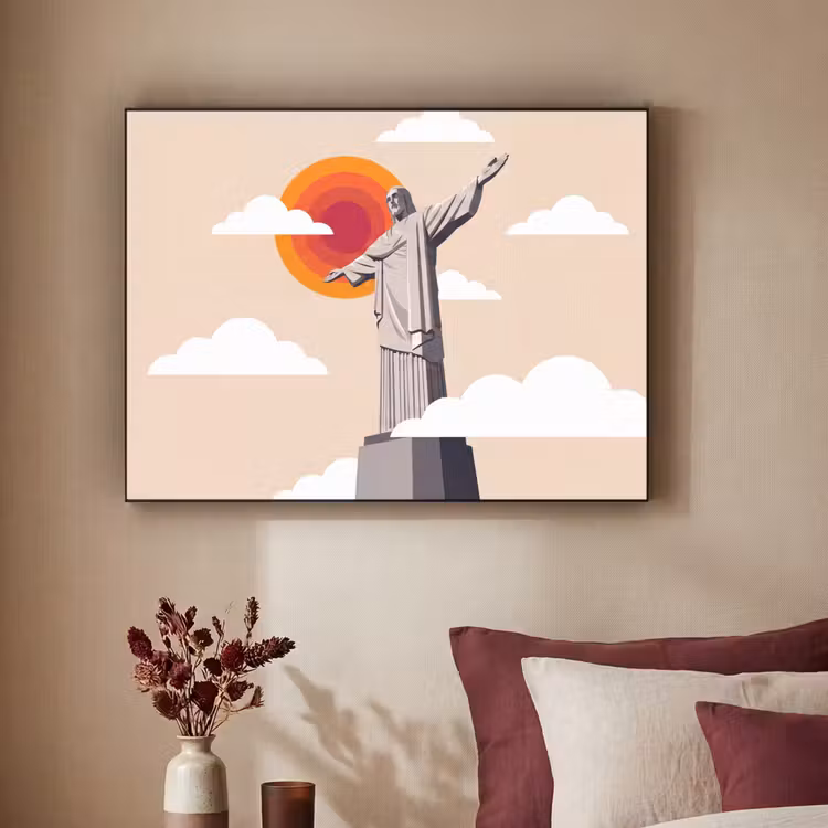Art Frame - Monument - Stad - Zonsondergang - Minimalistisch - Oranje — 2