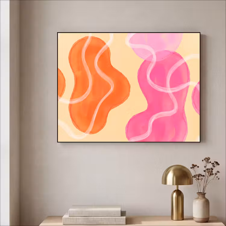 Art Frame - Abstract - Aquarel - Organisch - Oranje - Roze — 3