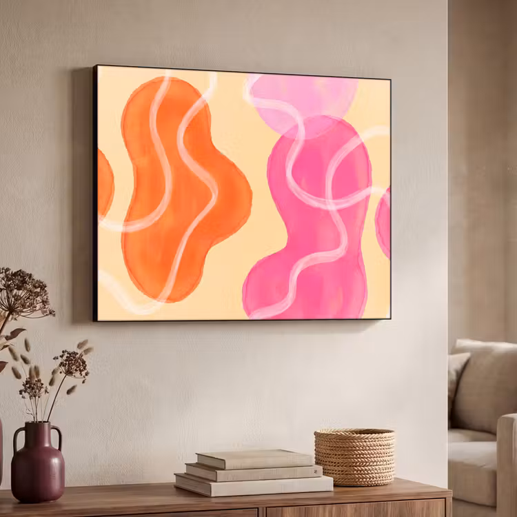 Art Frame - Abstract - Aquarel - Organisch - Oranje - Roze — 4