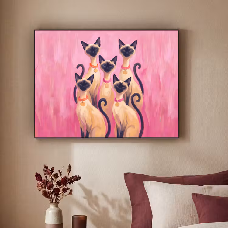 Art Frame - Kat - Groep - Dieren - Modern - Roze — 2