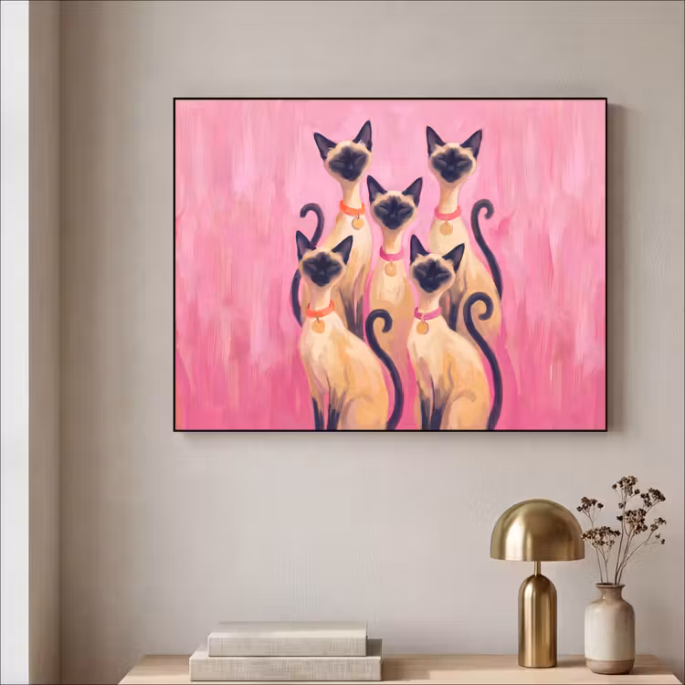Art Frame - Kat - Groep - Dieren - Modern - Roze — 3