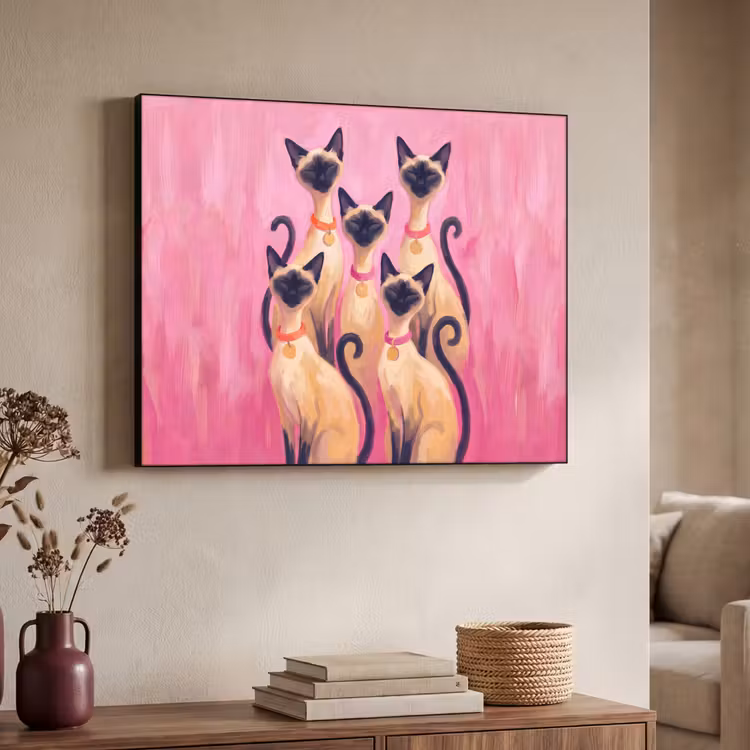 Art Frame - Kat - Groep - Dieren - Modern - Roze — 4