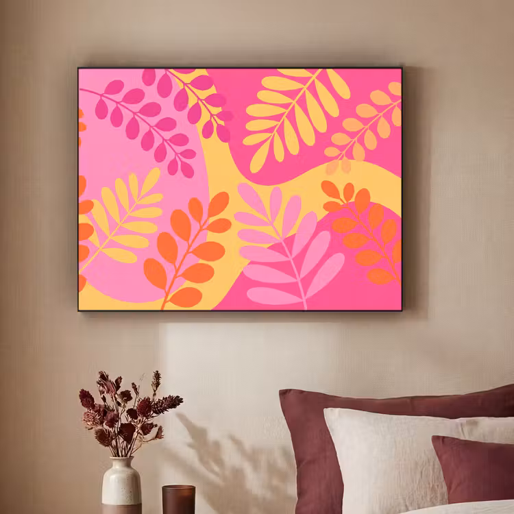 Art Frame - Natuur - Bladeren - Abstract - Roze - Geel — 2