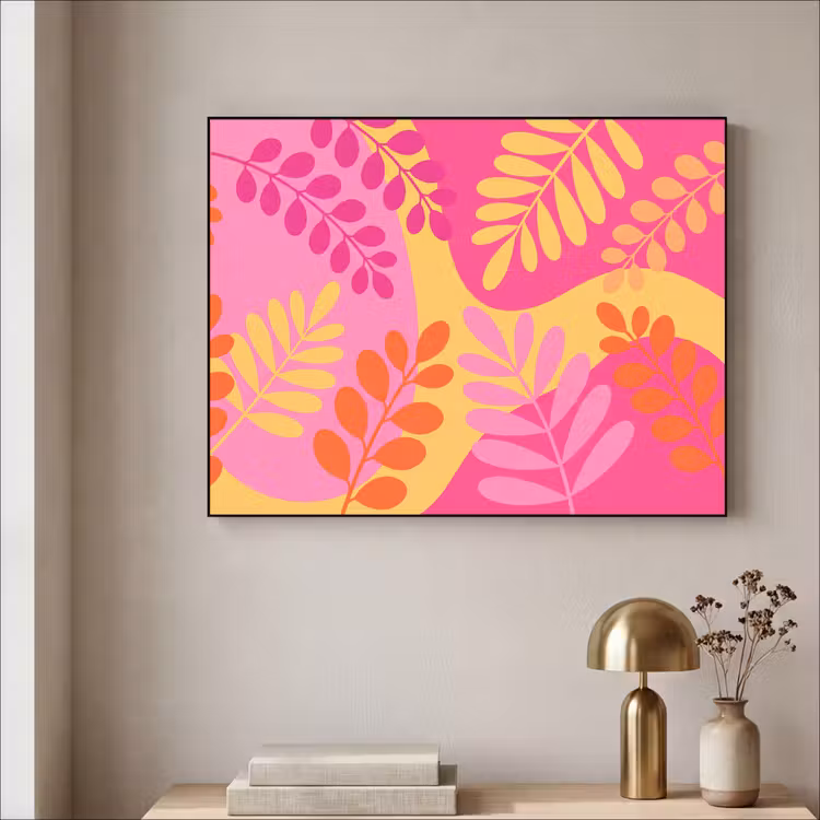 Art Frame - Natuur - Bladeren - Abstract - Roze - Geel — 3