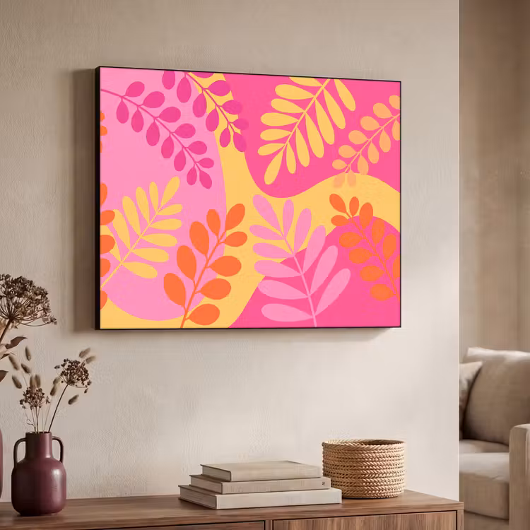 Art Frame - Natuur - Bladeren - Abstract - Roze - Geel — 4