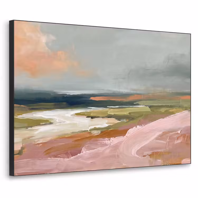 Art Frame - Landschap - Rivier - Abstract - Roze - Groen — 1