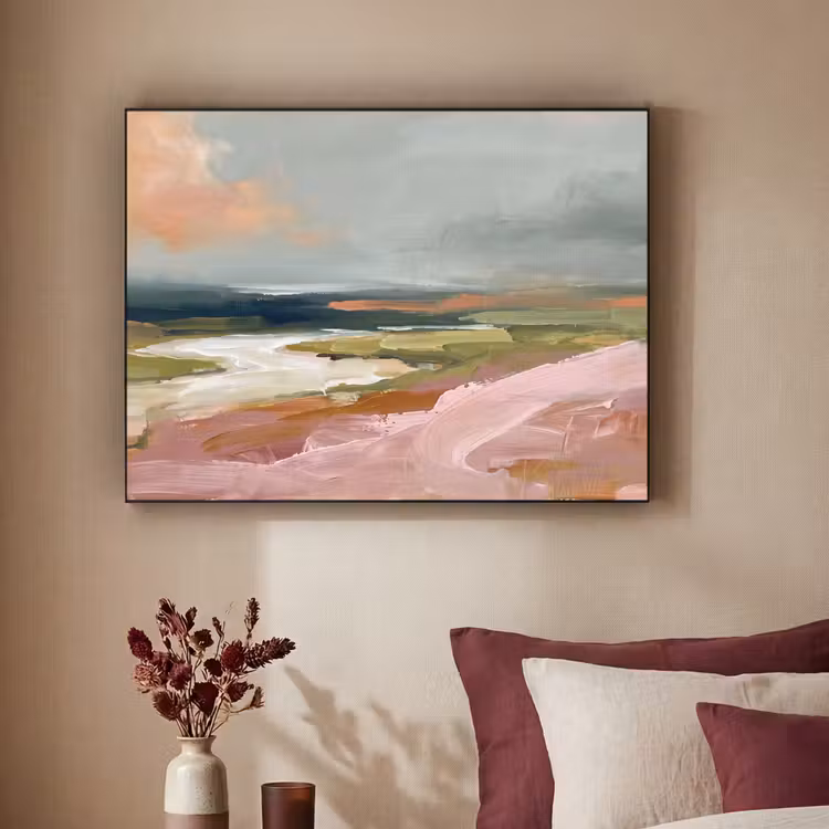 Art Frame - Landschap - Rivier - Abstract - Roze - Groen — 2