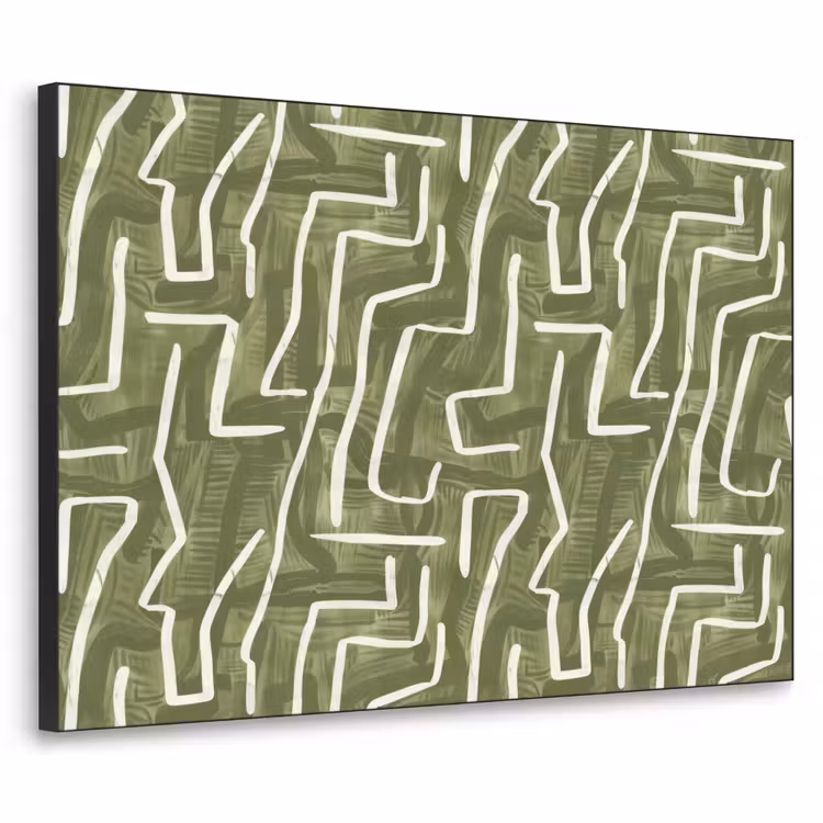 Art Frame - Groen - Abstract - Penseelstreken - Patroon — 1