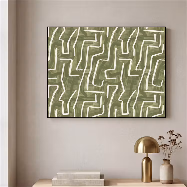 Art Frame - Groen - Abstract - Penseelstreken - Patroon — 3
