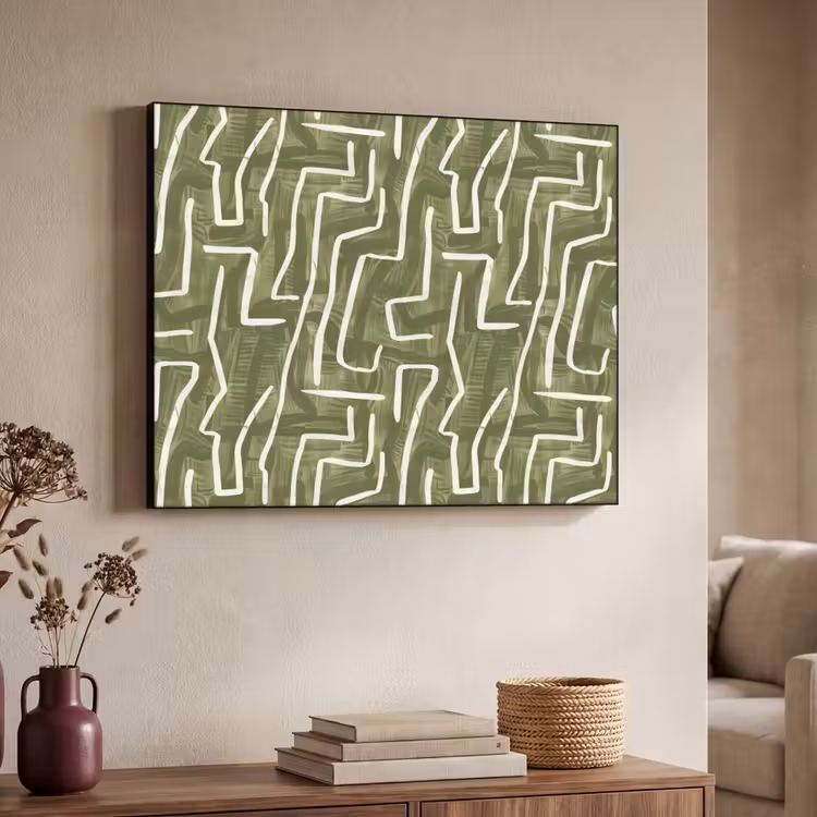 Art Frame - Groen - Abstract - Penseelstreken - Patroon — 4