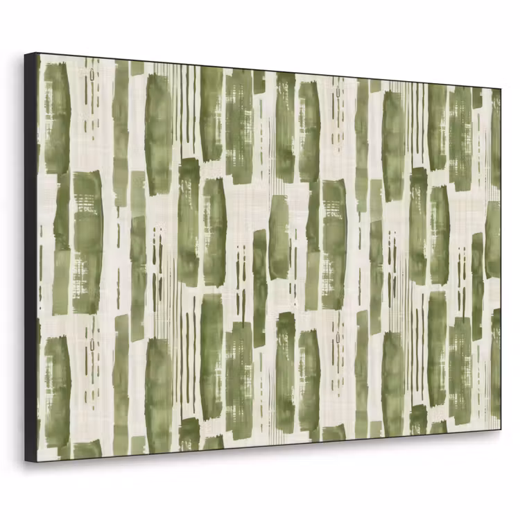 Art Frame - Groen - Abstract - Penseelstreken - Linnen - Patroon — 1