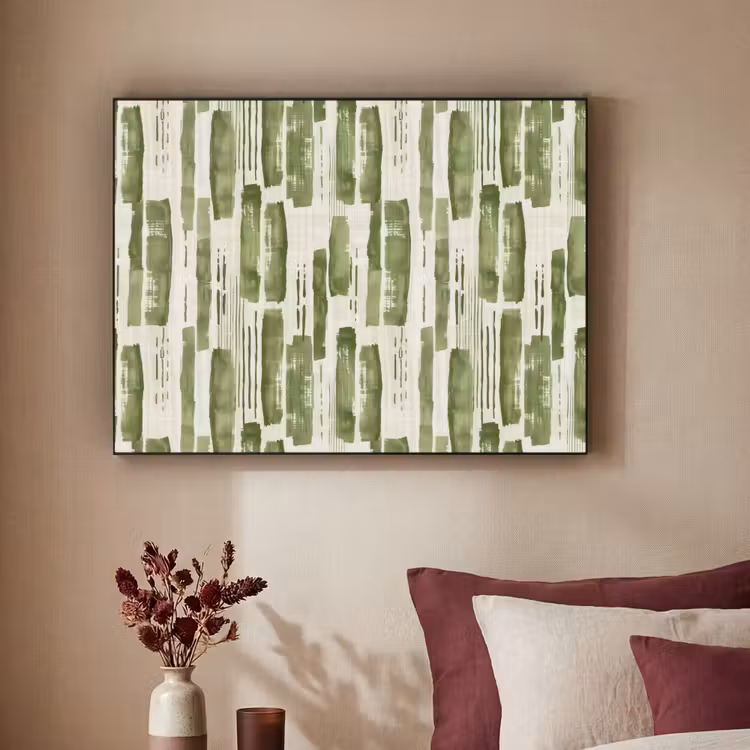 Art Frame - Groen - Abstract - Penseelstreken - Linnen - Patroon — 2