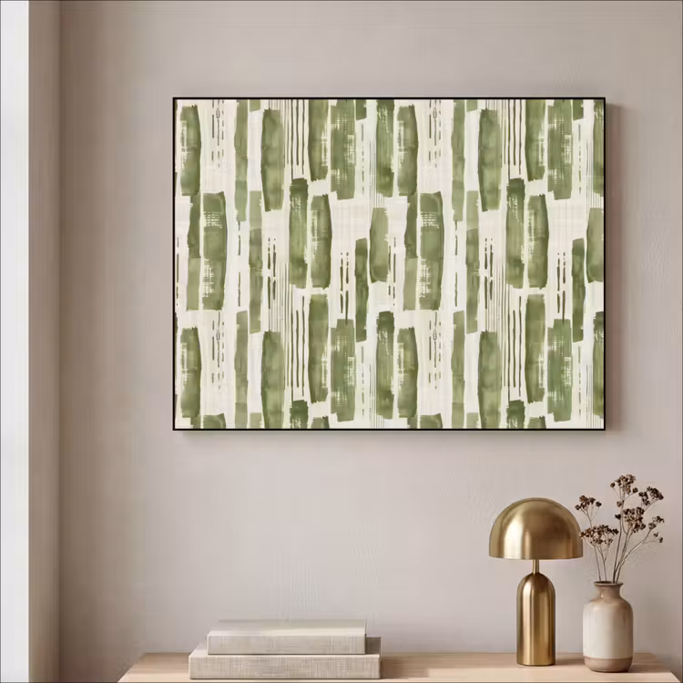 Art Frame - Groen - Abstract - Penseelstreken - Linnen - Patroon — 3