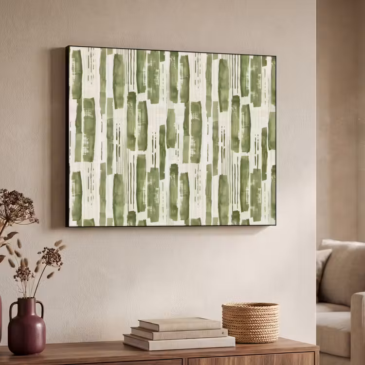 Art Frame - Groen - Abstract - Penseelstreken - Linnen - Patroon — 4