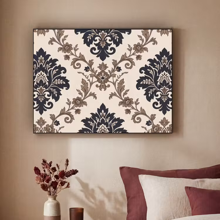 Art Frame - Patroon - Floraal - Klassiek - Beige-blauw — 2