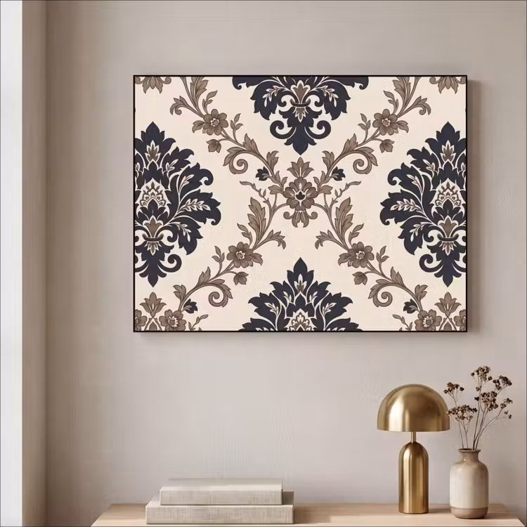 Art Frame - Patroon - Floraal - Klassiek - Beige-blauw — 3