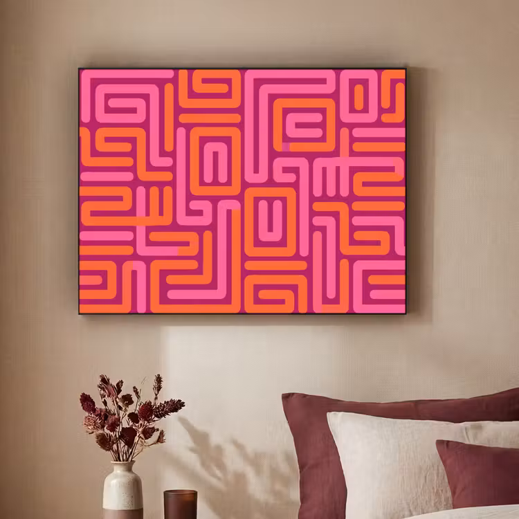 Art Frame - Abstract - Patroon - Lijnen - Roze - Oranje — 2