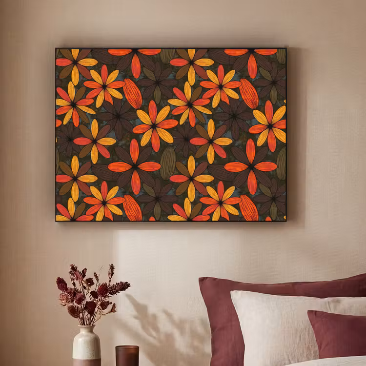 Art Frame - Oranje - Retro - Bloemen - Herfst — 2