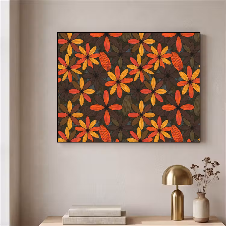 Art Frame - Oranje - Retro - Bloemen - Herfst — 3