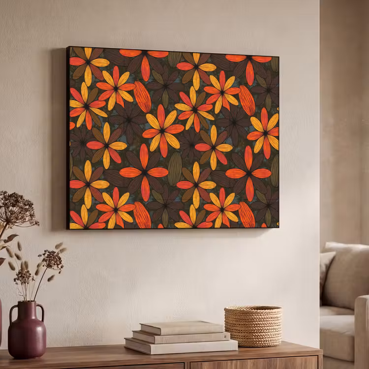 Art Frame - Oranje - Retro - Bloemen - Herfst — 4