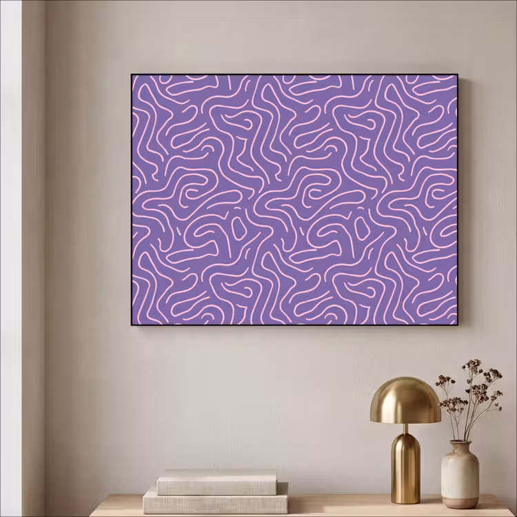 Art Frame - Paars - Roze - Abstract - Lijnen - Doolhof - Patroon — 3