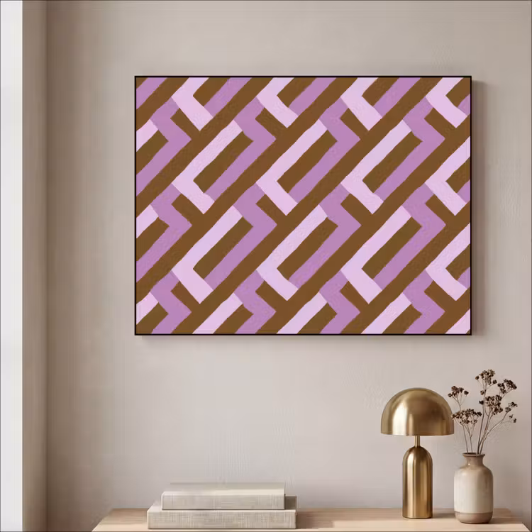 Art Frame - Bruin - Roze - Geometrisch - Meander - Patroon — 3