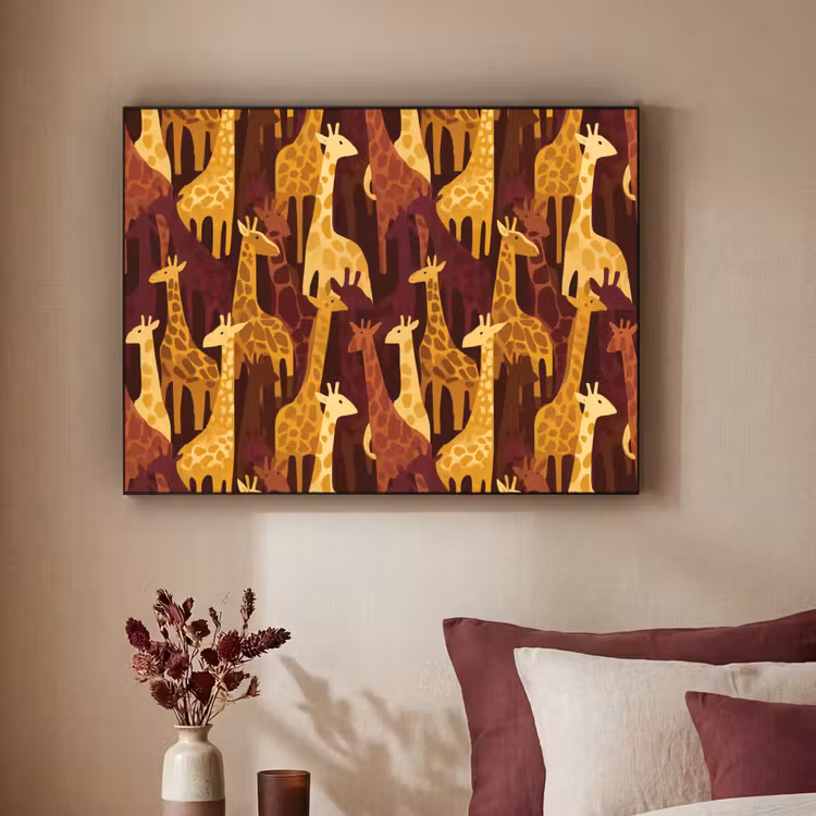 Art Frame - Bruin - Giraffen - Safari - Patroon — 2