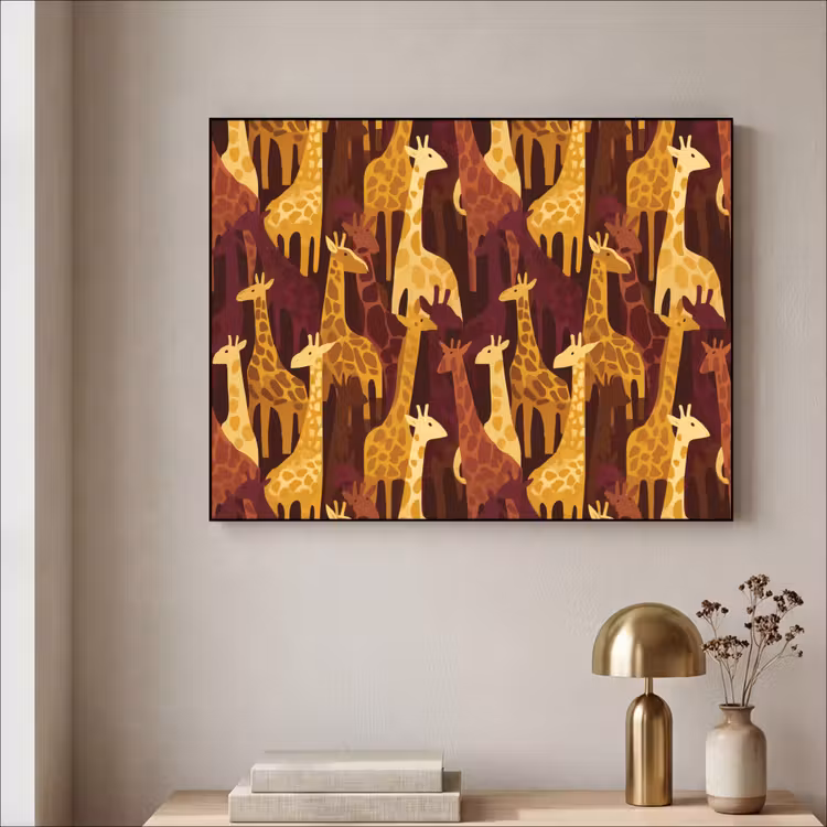Art Frame - Bruin - Giraffen - Safari - Patroon — 3