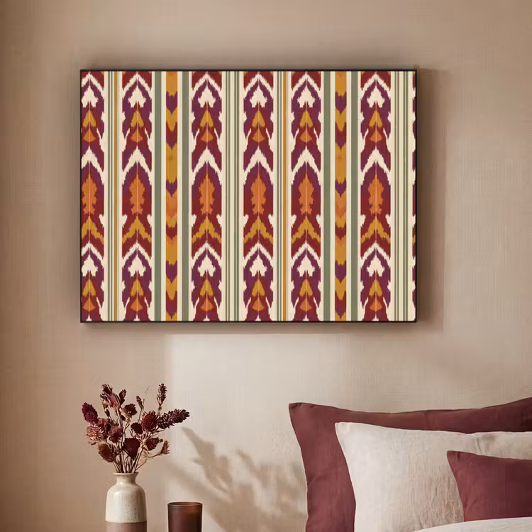 Art Frame - Ikat - Bordeauxrood - Etnisch - Patroon — 2
