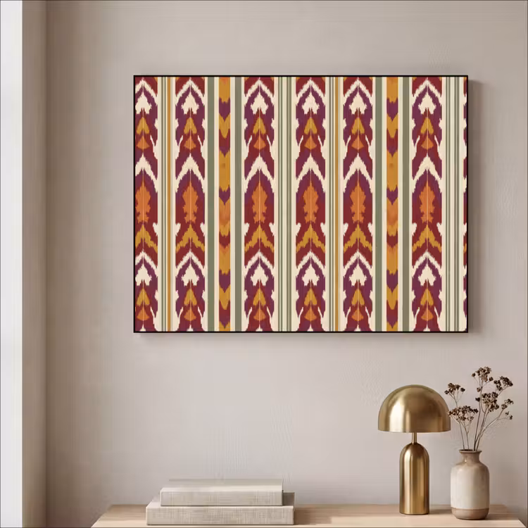 Art Frame - Ikat - Bordeauxrood - Etnisch - Patroon — 3