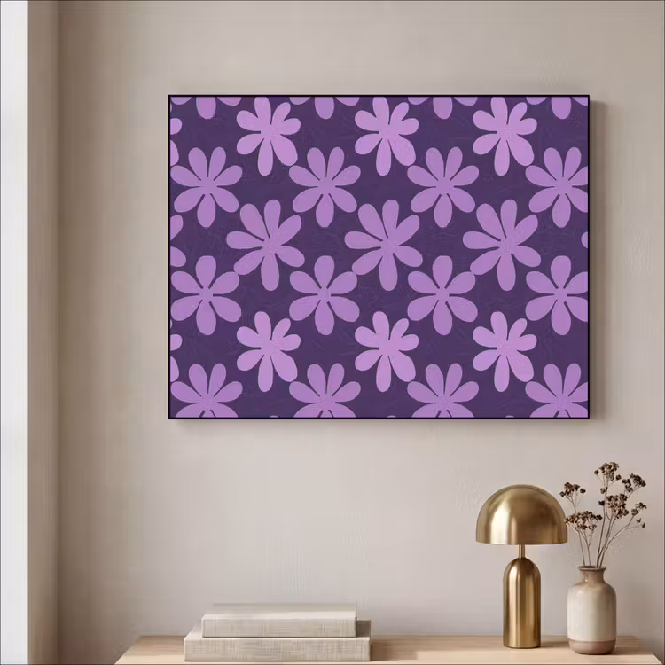 Art Frame - Paars - Botanisch - Bloemen - Retro - Patroon — 3