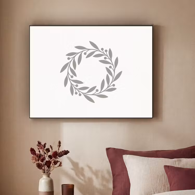 Art Frame - Krans - Bladeren - Natuur - Minimalistisch - Grijs — 2