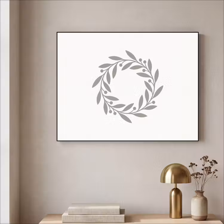 Art Frame - Krans - Bladeren - Natuur - Minimalistisch - Grijs — 3