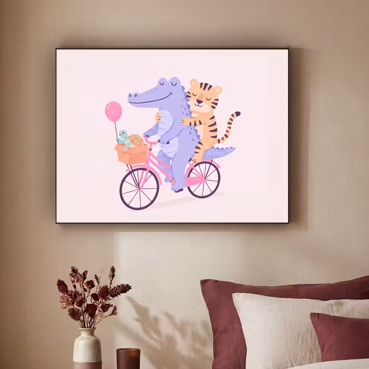 Art Frame - Dieren - Fiets - Vriendschap - Illustratie - Roze — 2