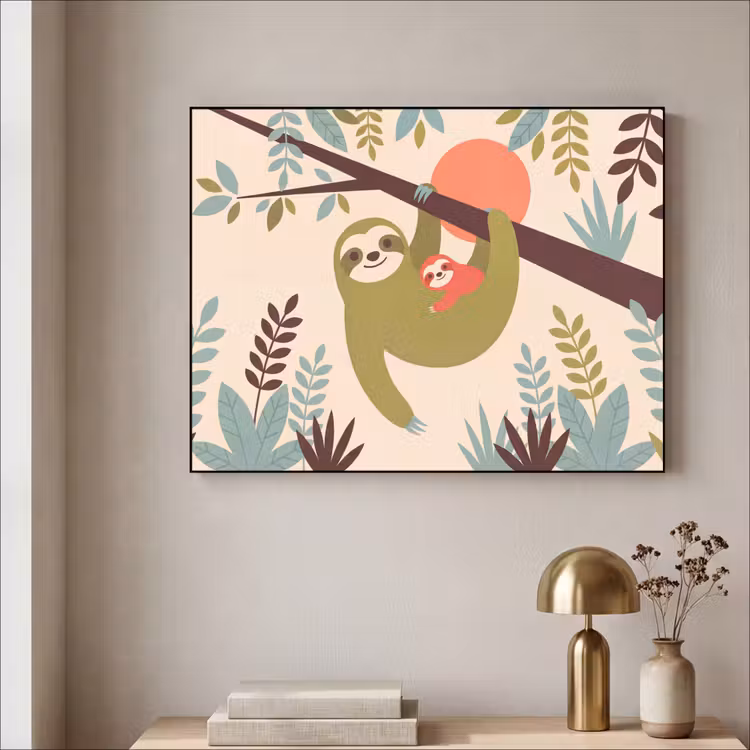 Art Frame - Dieren - Moeder - Baby - Natuur - Groen — 3