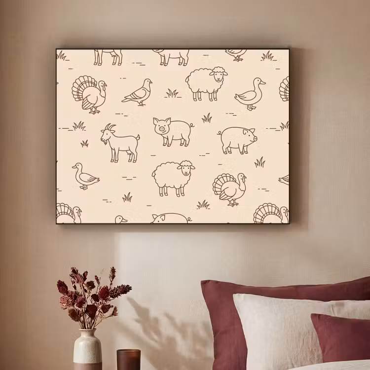 Art Frame - Dieren - Patroon - Boerderij - Minimalistisch - Beige — 2