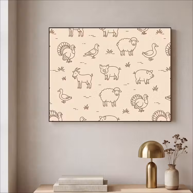 Art Frame - Dieren - Patroon - Boerderij - Minimalistisch - Beige — 3