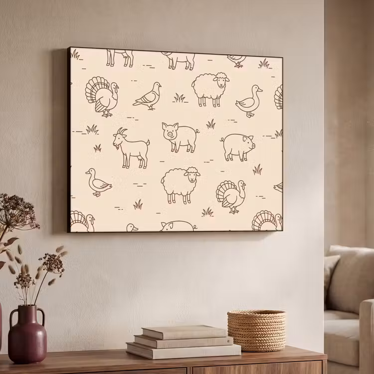 Art Frame - Dieren - Patroon - Boerderij - Minimalistisch - Beige — 4
