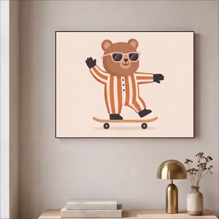 Art Frame - Dieren - Skateboard - Spel - Cartoon - Roze — 3