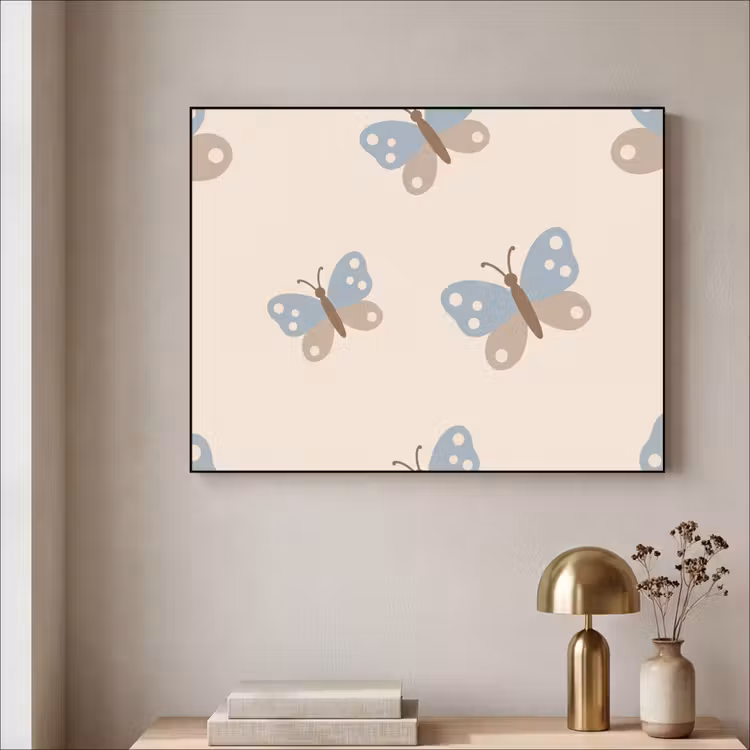 Art Frame - Insect - Vlinderpatroon - Abstract - Blauw - Beige — 3