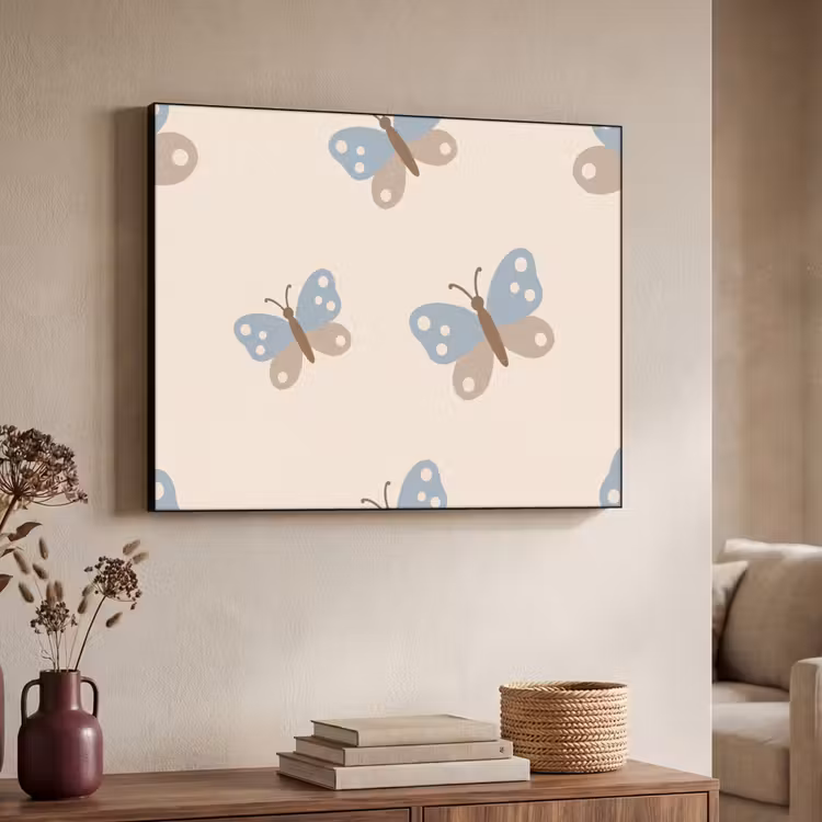 Art Frame - Insect - Vlinderpatroon - Abstract - Blauw - Beige — 4