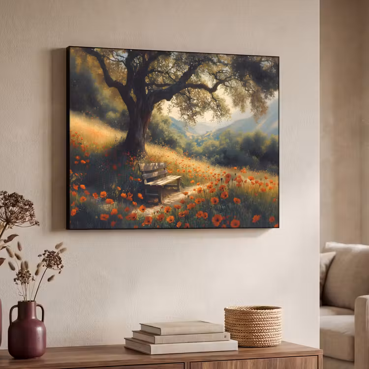Art Frame - Bankje - Boom - Klaprozen - Heuvels — 4