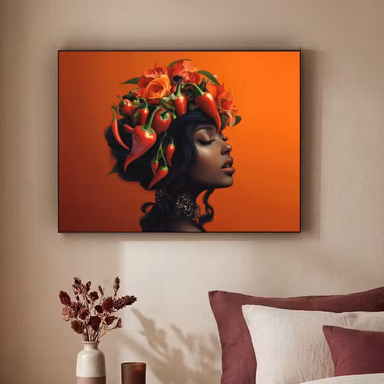 Art Frame - Vrouw - Chilipepers - Pepers - Bloemen — 2