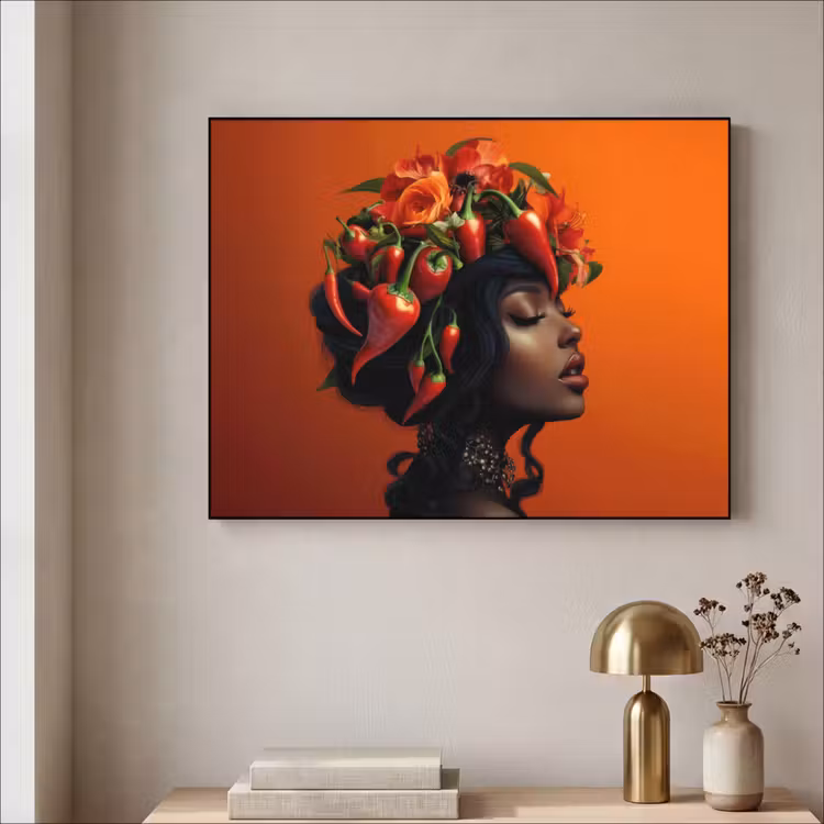 Art Frame - Vrouw - Chilipepers - Pepers - Bloemen — 3